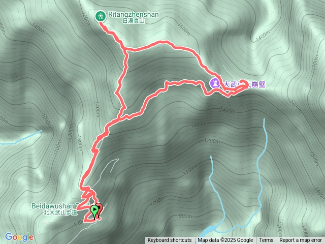 北大武山新登山口，舊登山口日湯真山，O型路線預覽圖