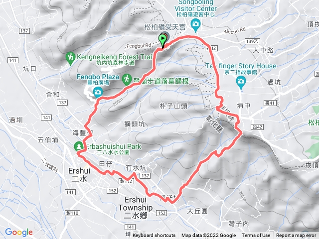 名間松柏嶺受天宮登廟步道+二水二十八彎古道+松柏坑山+七星陣地公園賞茶步道O型