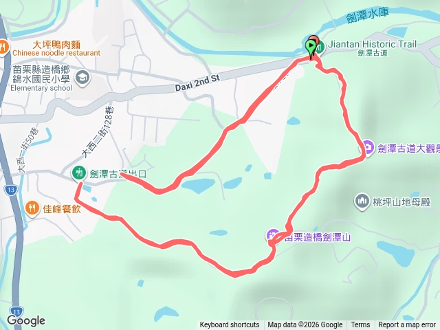 2026.10.19劍潭古道東端出入口 ↔ 西端出入口來回預覽圖