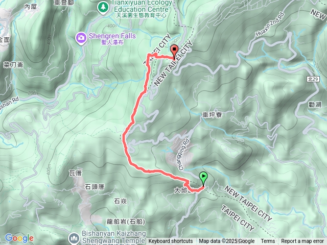 汐止大邱田保甲路、石壁洞、消防山(大邱田山東南峰)、大邱田山、白石湖山東峰、白石湖山、士林梅花山預覽圖
