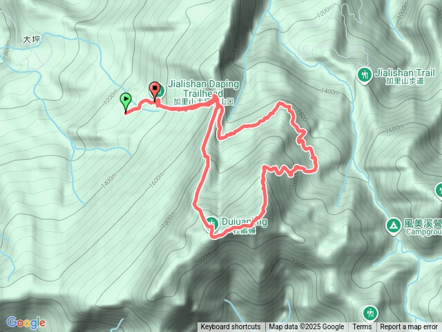 大坪登山口-杜鵑嶺-加里山-避難小屋-鐵道-大坪O繞