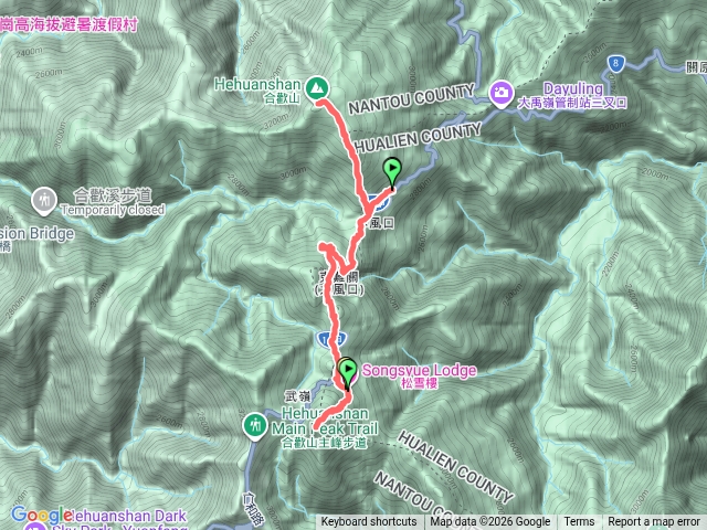 北峰停車合歡東峰合歡北峰