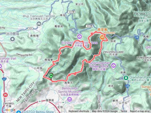 貴子坑循向天剛南峰上大屯山，順竹子湖、中正山、永春竂回貴子坑預覽圖