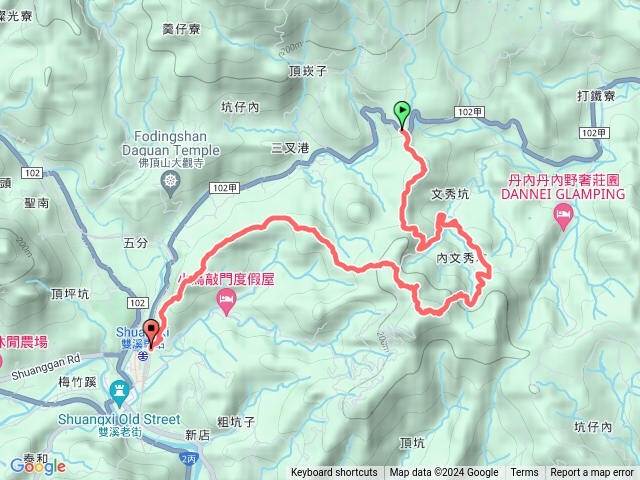 嶺頭觀日步道-九份坑山-西九份坑山-西九份坑山前峰-南天宮-雙溪車站