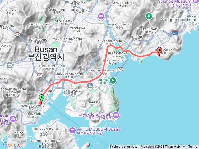 2025.11.04韓國釜山站到海雲台尾浦軌跡
