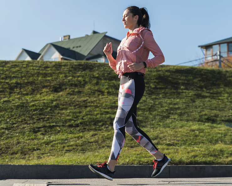 Active athlete jogging outdoor