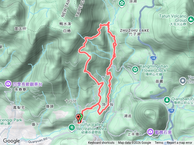 20260706北投-大同之家-泉源國小保甲路-十八份圳-十八拐圳-草山觀瀑吊橋-圳內土地公-滾水頭-猴崁水圳步道-青楓步道-頂湖山-無尾崙-鳳尾步道-大同之家