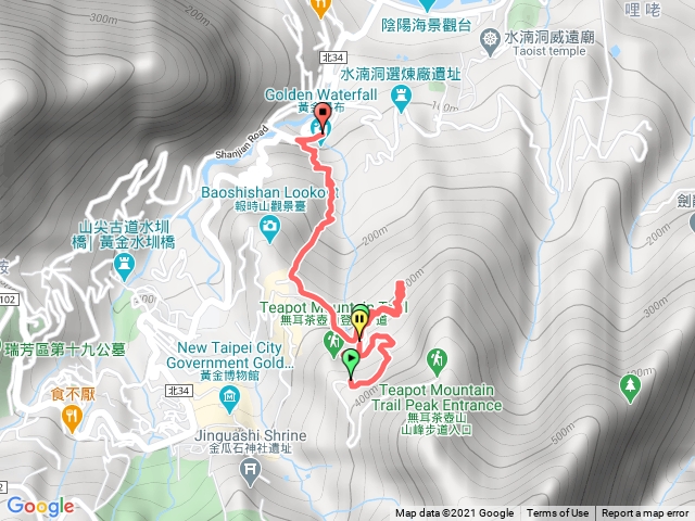 勸濟堂-煙囪山-六坑索道-無言山丘-黃金瀑布