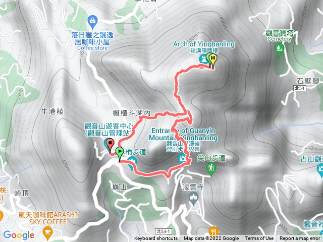 遊客中心-凌雲禪寺-硬漢嶺步道-雙亭-下山走風櫃斗湖步道-