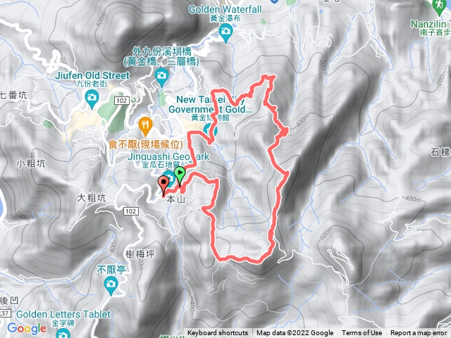 金瓜石地質公園-燦光寮山-半屏山-牛伏礦體-黃金洞-復興山-煙囪稜-黃金博物館