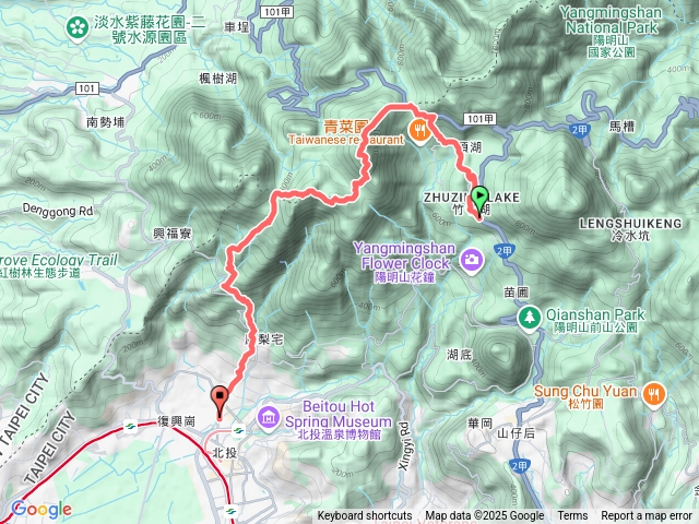 竹子湖派出所-鞍部-大屯山-南峰-西峰-清天宮-新北投
