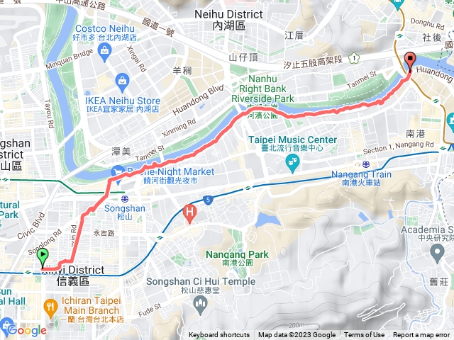 市政府到捷運劍南站