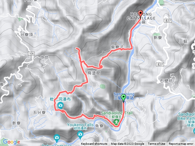 三貂嶺瀑布群-烏塗窟山-獅子嘴岩-越嶺猴硐