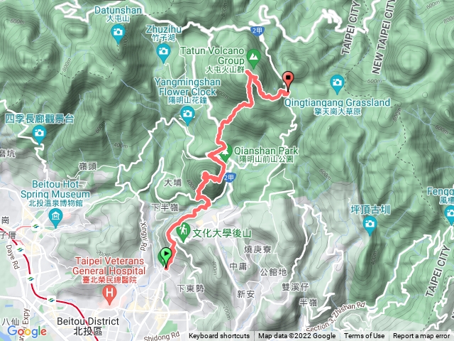 水管路上紗帽山、七星山