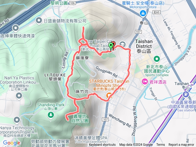 辭修公園，尖凍山，寶鳳宮、瓊仔湖、清鳳亭、明志路大O型預覽圖