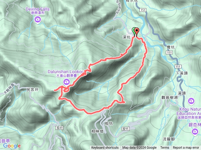 大石公登山口、大崙頭山、貓冬望山、民眾坪山、樟空崙山、志騰山、竹崙山 O繞預覽圖