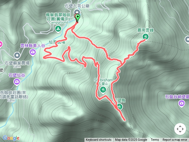 鑽轎底後石壁山嘉南雲峰O繞