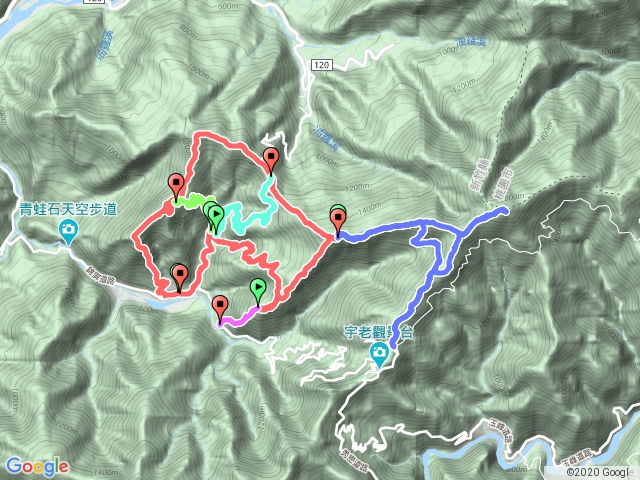 2020.5.17那羅山連走煤源山下凌空廊道_大混山、道下山出竹60線8k