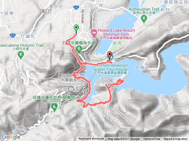 2021-11-05 石門山登山口→漢威亭→仙島吊橋→紅橋→仙島山南峰→蓬萊仙島山→仙島→石門勝景→嵩台→石門車站
