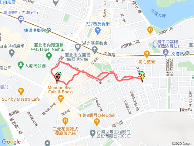 港墘路→文德路→港墘路