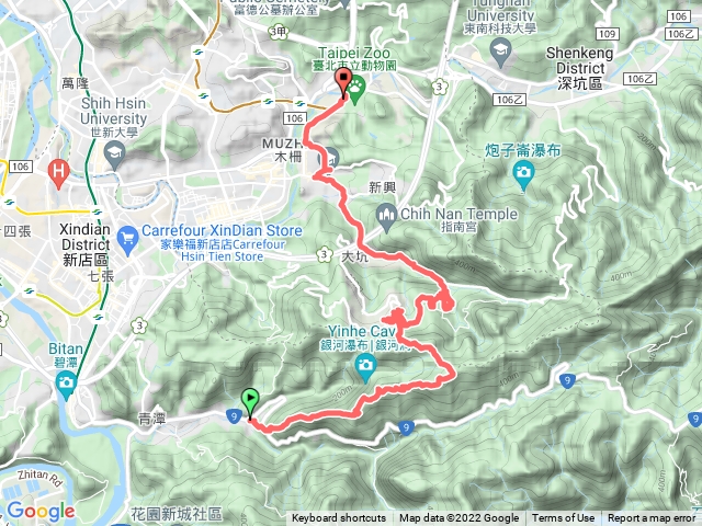 中生橋頭-崎頭崙-六分山-四面頭山-貓空-壺穴-北七-捷運動物園站