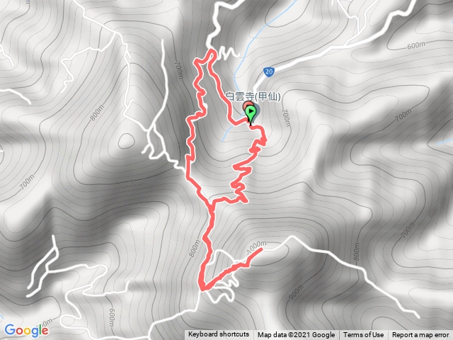 台20線白雲寺旁產道起登＞白雲山三角點＞O繞產道回