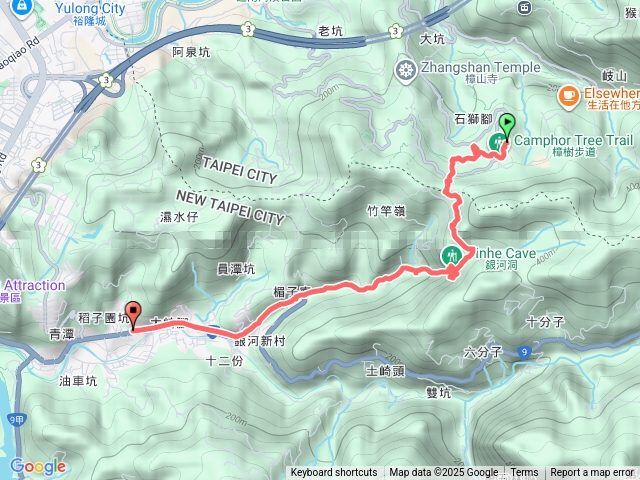 貓空彩雲亭樟樹步道樟湖步道→銀河洞→北宜公路
