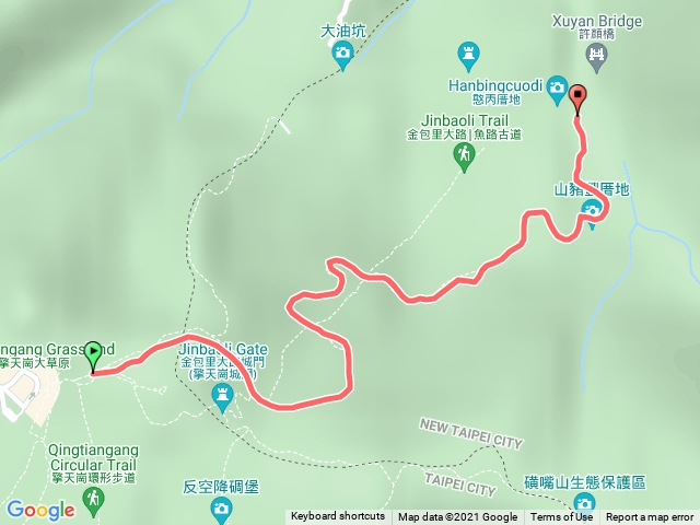 擎天崗至八煙登山口