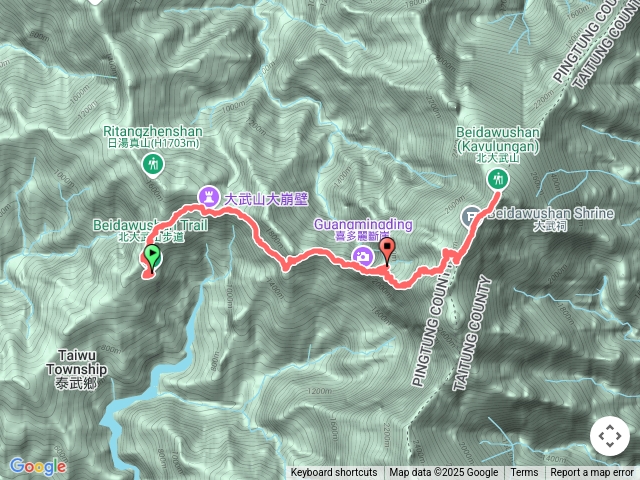 檜谷到北大武三角點