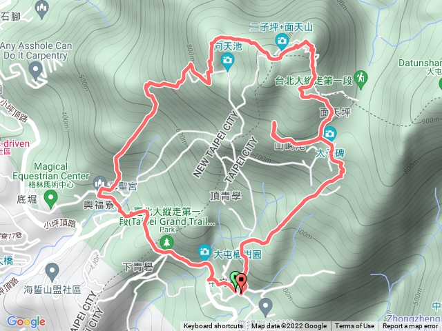 清天宮>興福寮步道>向天池山>向天山>面天山>火燒山>清天宫O型