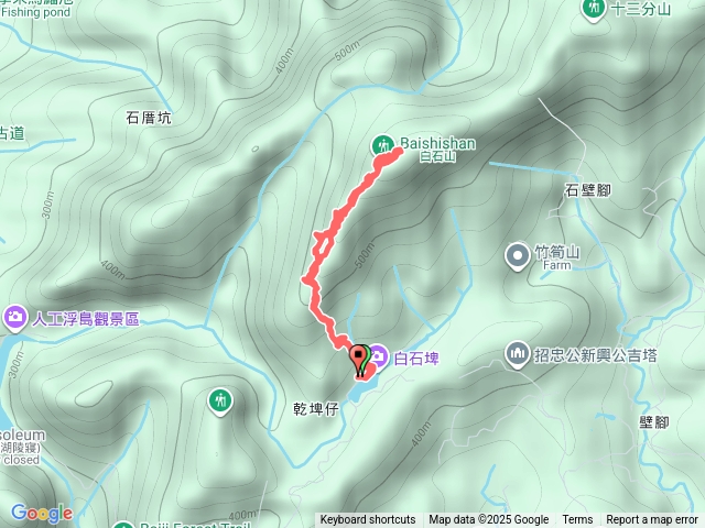 白石埤起登O繞下切石壁轉大樟樹下山