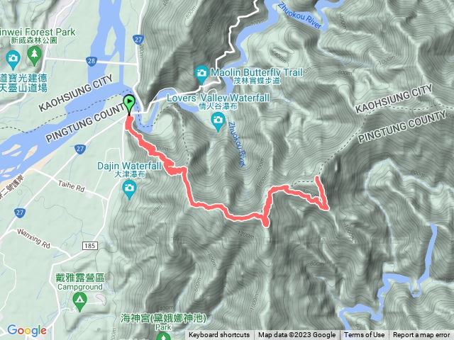 尾寮山西側登山口-尾寮山-大津山縱走折返