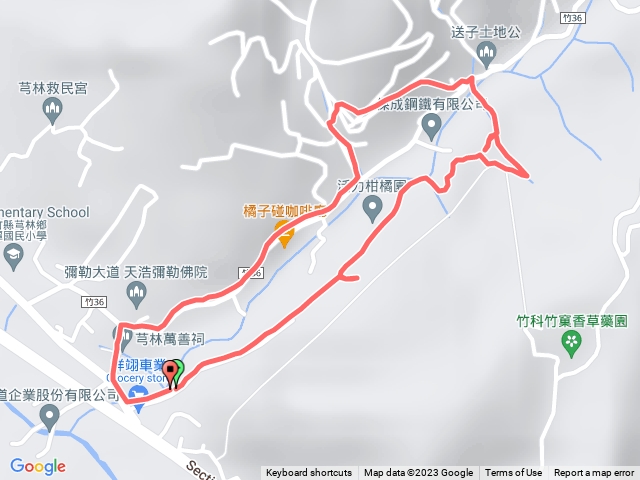 飛茄石O型之礦區路新路線及竹36鄉道路線