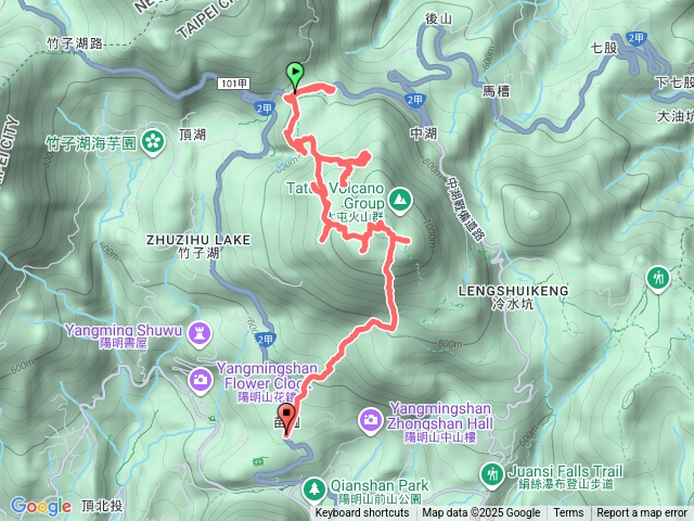 小百岳集起來七星山主峰、東峰步道202509271957小觀音棧-七星瀑布-小油坑山-七星三池-市260-市238-摘星峰-市226-七星山南峰-七星山主峰-七星山東峰-七星山苗圃線-陽管處