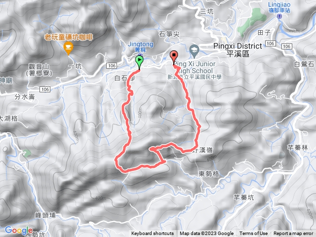 中埔崙-峰頭尖忘憂古道稜線-582峰-峰頭尖山腰越嶺古道-白石後仙洞-三抱竹鞍大岩壁-東勢格越嶺古道-中埔越嶺古道0行