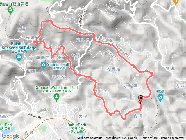 2022-01-16 內湖內溝溪北天宮～老鷲尖山～興善宮～大邱田山～白石湖山～石崁山～牛稠尾山～內溝溪生態館O繞