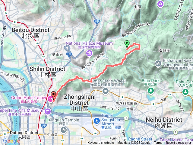 中社路2段大崙尾山至圓山大飯店