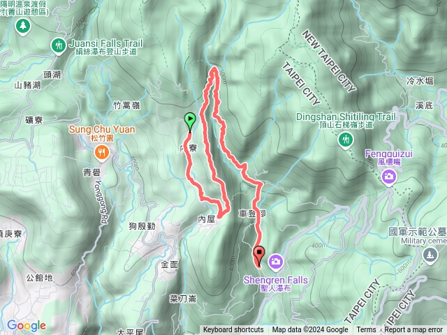 內寮站、坪頂古圳步道、清風亭、瑪礁古道、內雙溪古道、賴家古道、登峰圳步道、溪和宮預覽圖