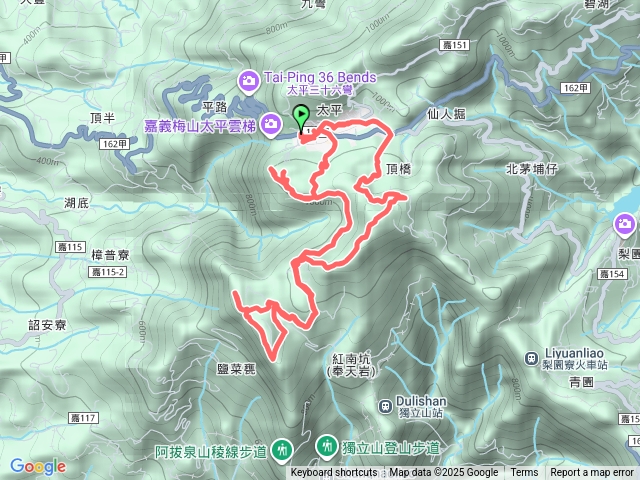 梅山太紅公路登大巃頂/紅南坑山/龜山/阿拔泉山/觀音石山5連峰(避走階梯以產道取代20250812)
