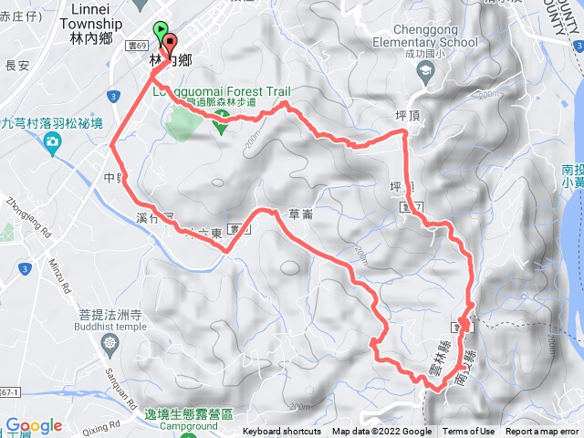 雲林林內_龍過脈走觸口山、南觸口山_林內火車站O型路線