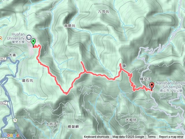 華梵大學-石碇大崙-南勢坑山-鑽石峰-人頭面山-獅公髻尾山-南山寺