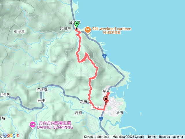 金沙灣＞美艷山＞火炎山＞新厝山＞澳底