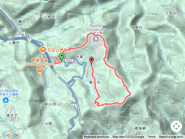 石碇大崙古道、崩山大崙、華梵大學、石碇大崙、磨石坑坑頭