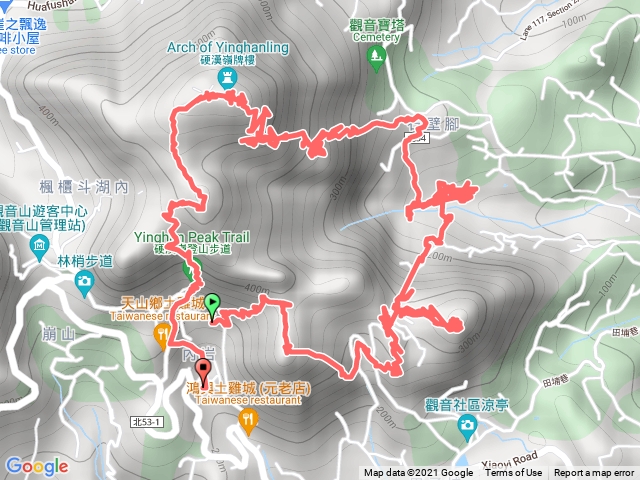 凌雲禪寺 - 鷹仔尖 - 東明山 - 占山 - 石壁腳 - 硬漢嶺 - 凌雲寺