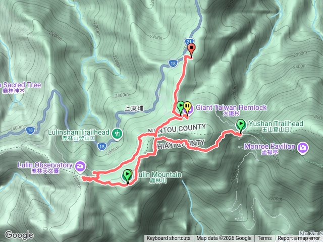 塔塔加三山（玉山登山口-麟趾山-鹿林山-鹿林前山（天文台）-大鐵杉-塔塔加遊客中心）預覽圖