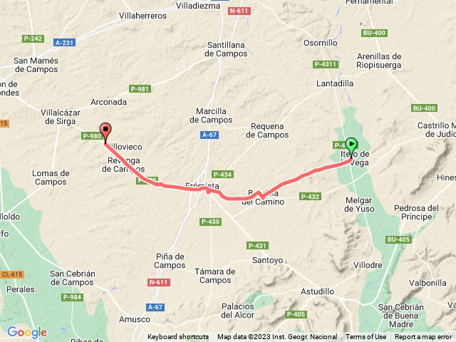 Itero de la Vega 到villarmentero  de campos