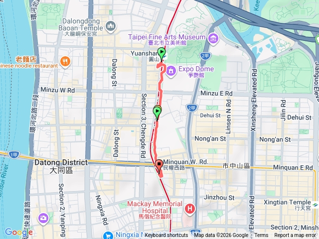 圓山➡️民權西路