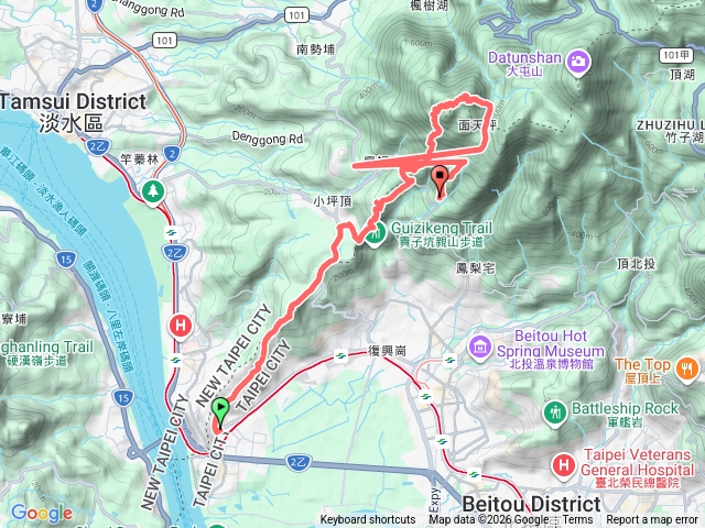 關渡經興福寮上向天面天山