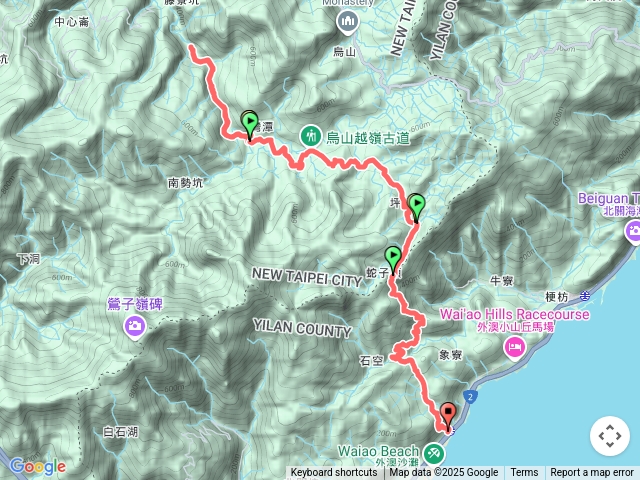 淡蘭中路第五段：灣潭站-灣潭古道(來回)-烏山路-烏山越嶺古道-坪溪古道-象寮古道-石空古道-外澳車站