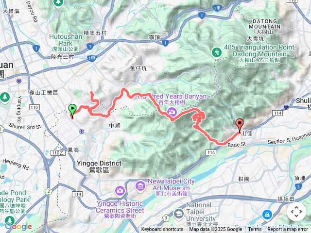 鳳鳴車站-山仔頂山-鶯歌福源山-圳頭山(鶯歌6號大榕樹)-鶯歌1號大榕樹-石灰坑拱橋-山佳火車站
